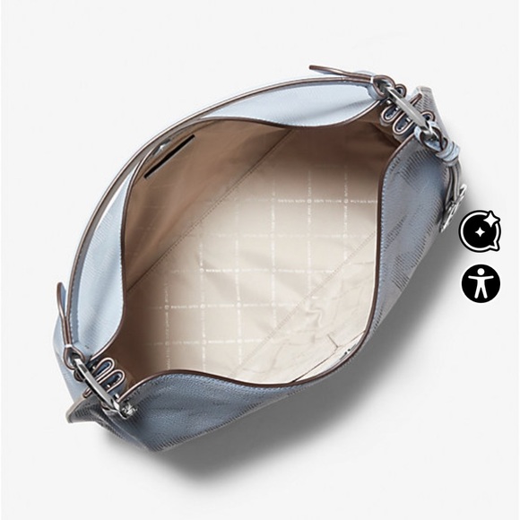 Michael Kors Joan Extra-Large Pebbled Leather Shoulder Bag – Powder Blue - Picture 5 of 8